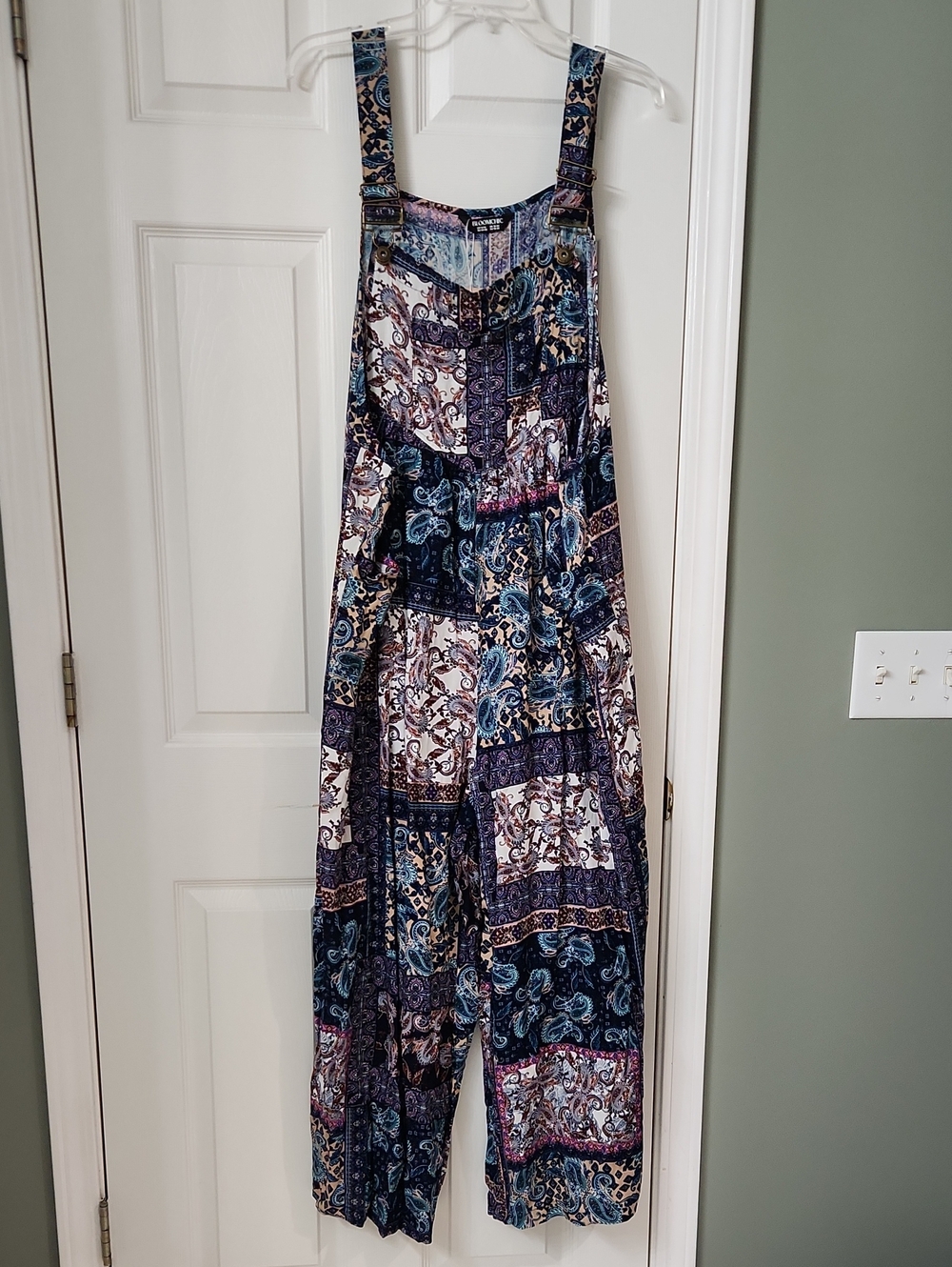 BloomChic Navy Multi Patchwork Wide-Leg Jumpsuit